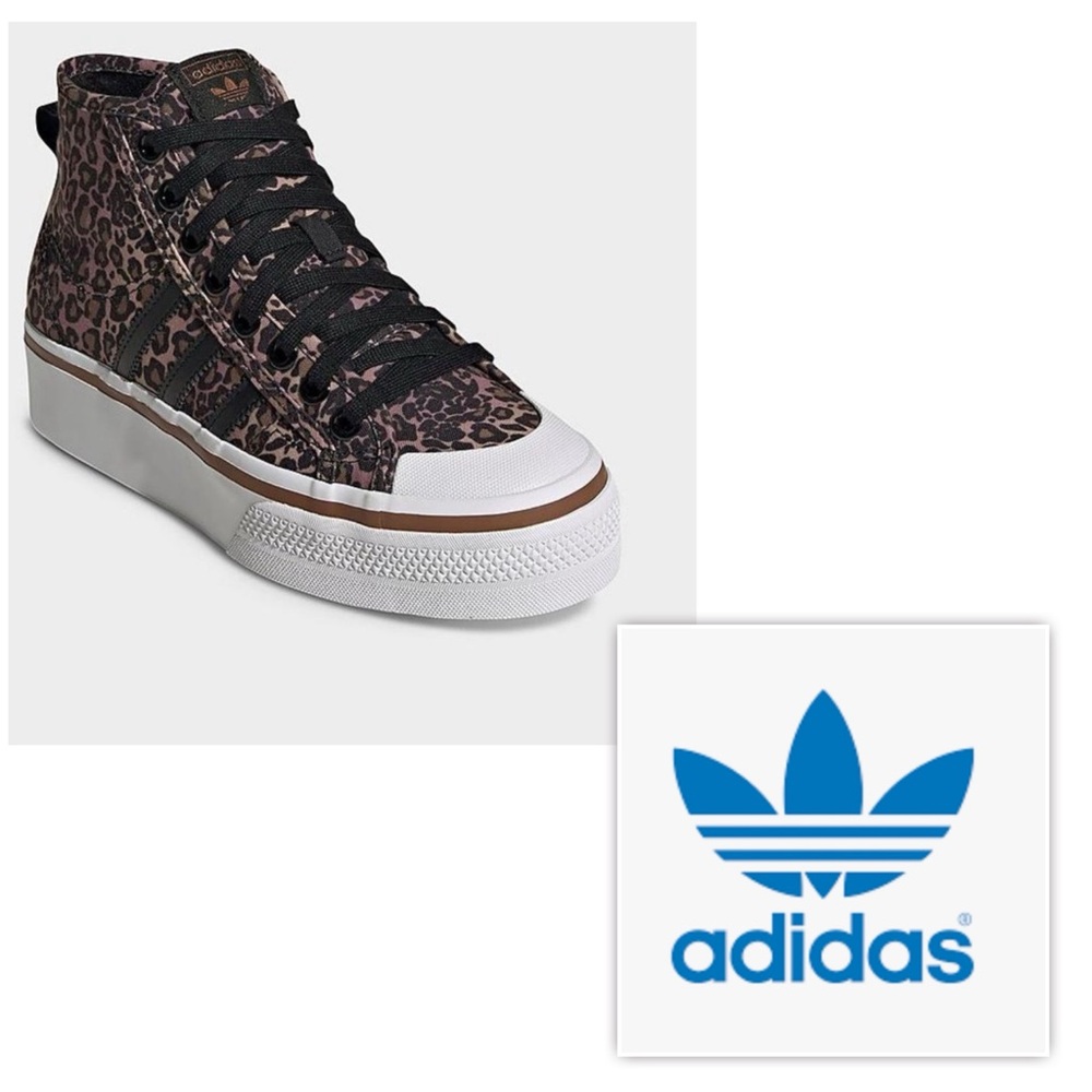 NWB ADIDAS ORIGINALS Women's 7.5 Nizza Mid Platform Leopard Print Sneaker shoes